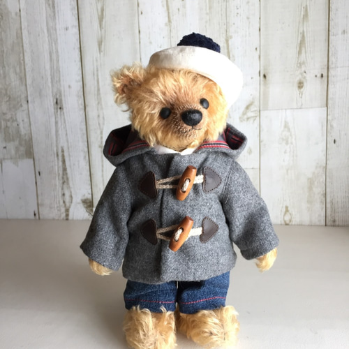 テディベアのお洋服【Mサイズ】 ダッフルコート(グレー テディベアのお洋服【Mサイズ】 ダッフルコート(グレー