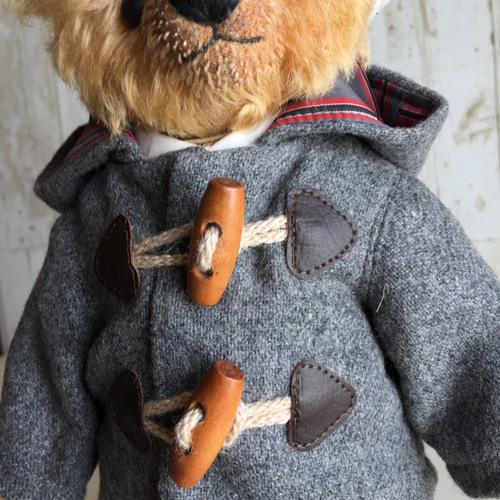 テディベアのお洋服【Mサイズ】 ダッフルコート（グレー