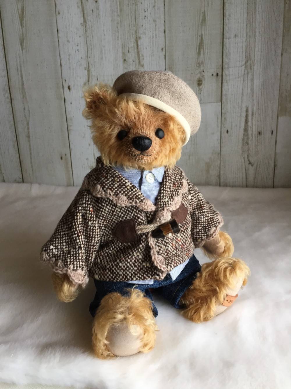 テディベアのお洋服【Mサイズ】 ツイードのジャケット（ブラウン