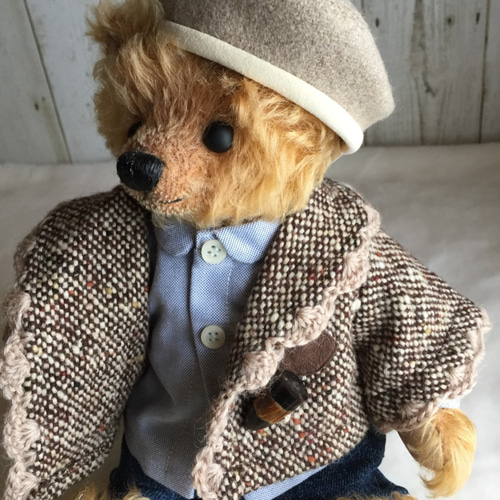 テディベアのお洋服【Mサイズ】 ツイードのジャケット（ブラウン