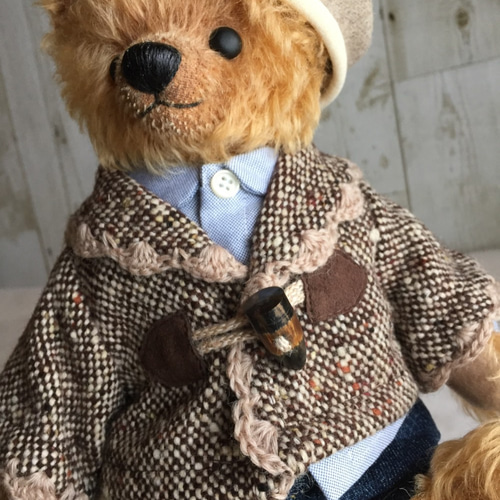 テディベアのお洋服【Mサイズ】 ツイードのジャケット（ブラウン