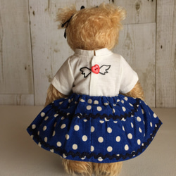 テディベアのお洋服【SSサイズ】　ティアードスカート（ブルー） 5枚目の画像