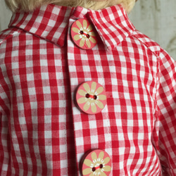 テディベアのお洋服【Lサイズ】　ギンガムチェック長袖シャツ 6枚目の画像
