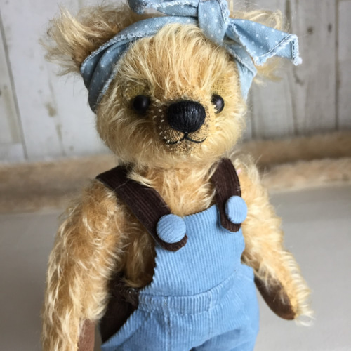 テディベアのお洋服【SSサイズ】綿ミジンコール天のサロペット  