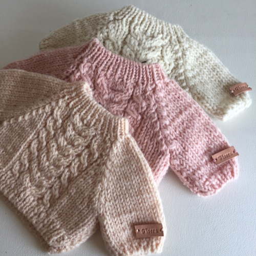 BARROW セーター クマ PINK ベアー Sサイズ テディベアのお洋服【Lサイズ】 手編みのセーター(サーモン