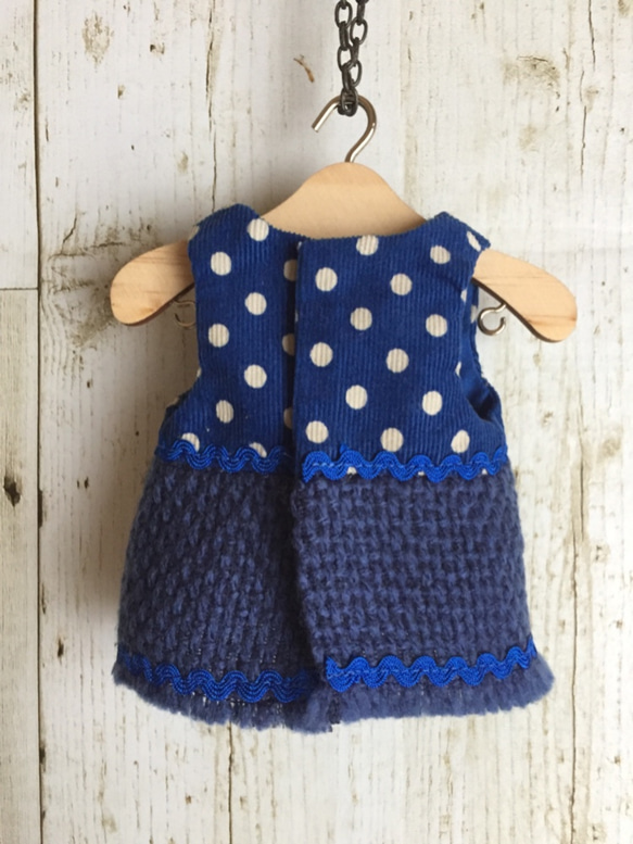 テディベアのお洋服【Sサイズ】ジャンパースカート（ブルー） 3枚目の画像