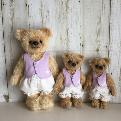 テディベアのお洋服【Sサイズ】 コットンベスト（裏地水玉