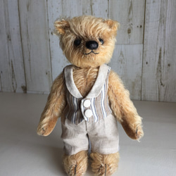 テディベアのお洋服【Lサイズ】 編み込み手編みのセーター(生成