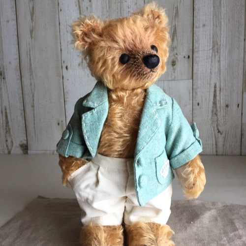 テディベアのお洋服【Mサイズ】 ハンドステッチのテーラード テディベアのお洋服【Mサイズ】 ハンドステッチのテーラード