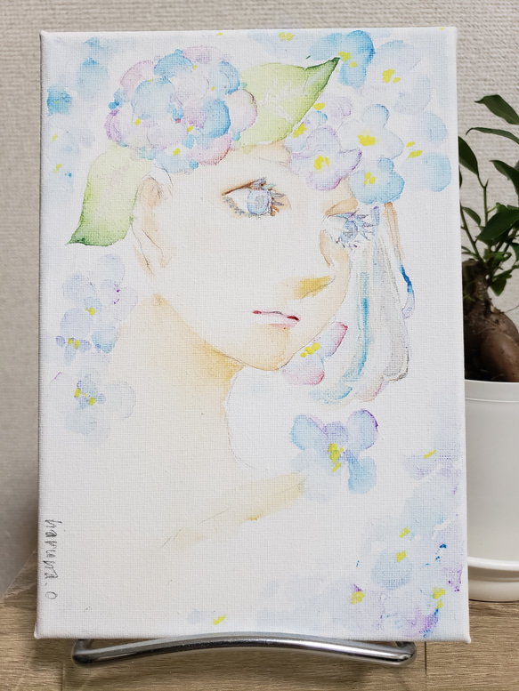 紫陽花の女性 絵画 つきこ 通販 9854635｜Creema(クリーマ)