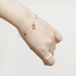 【14Kgf】 DOUBLEMOON BIRTH STONE Bracelet No.01 Initials 1枚目の画像