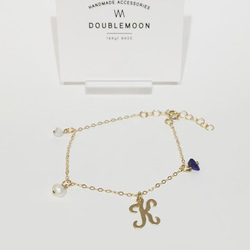 【14Kgf】 DOUBLEMOON BIRTH STONE Bracelet No.01 Initials 3枚目の画像