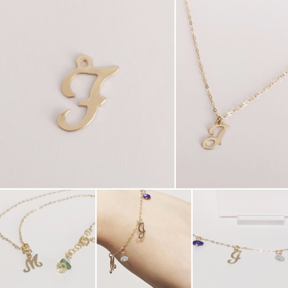 【14Kgf】 DOUBLEMOON BIRTH STONE Bracelet No.01 Initials 6枚目の画像