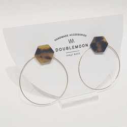 [14Kgf] DOUBLEMOON 14Kgf 2WAY六角龜甲耳環與箍 第4張的照片