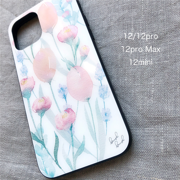 《受注生産》強化ガラス製 iPhoneケース【bloom】iPhoneカバー 花柄 iPhone15 他全機種対応 8枚目の画像