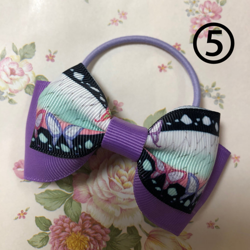 確認　ヘアゴム　リボン　1177　和柄　紫　藍　花 確認 ヘアゴム リボン 1177 和柄 紫 藍 花 確認 ヘアゴム リボン