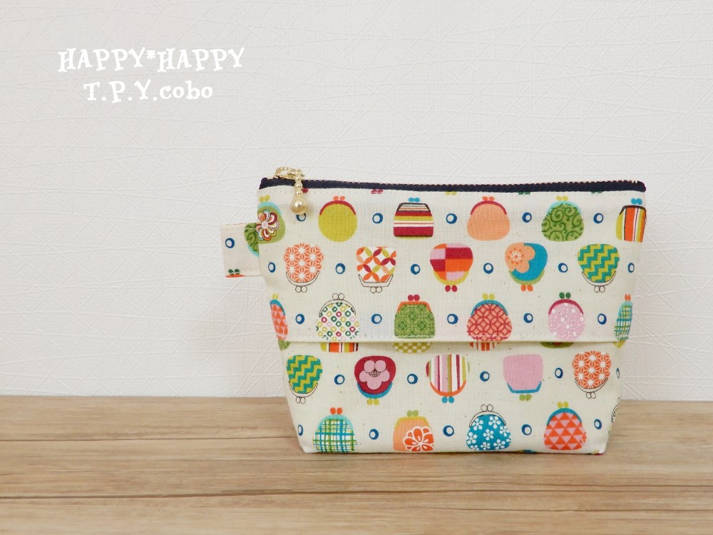 ティッシュポーチ①・がま口③ ハンドメイド yu〜 4点 22fabric