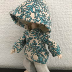 オビツ11 パーカー turquoise×beige 1枚目の画像