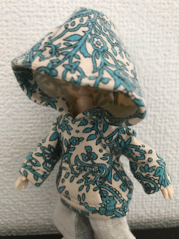 オビツ11 パーカー turquoise×beige 4枚目の画像