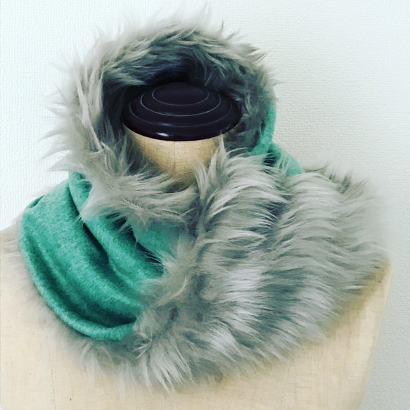 3way!emerald green×silverのsnood 1枚目の画像