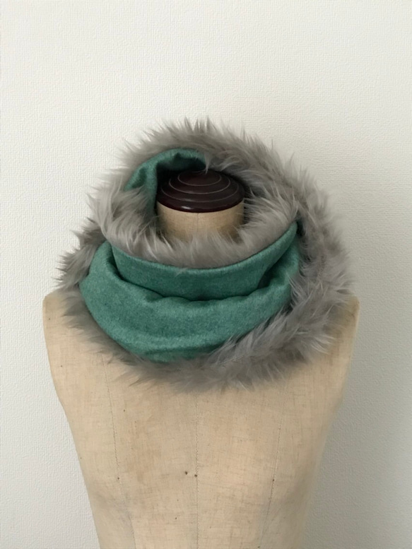 3way!emerald green×silverのsnood 2枚目の画像