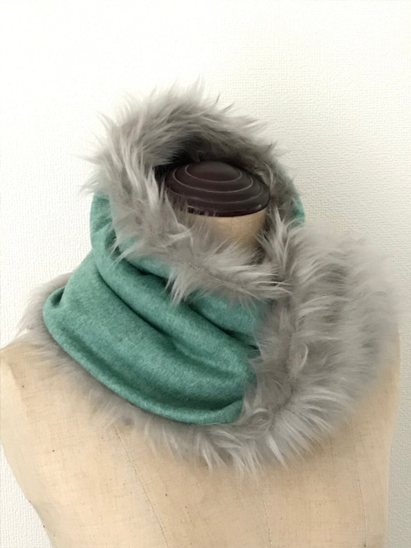 3way!emerald green×silverのsnood 3枚目の画像