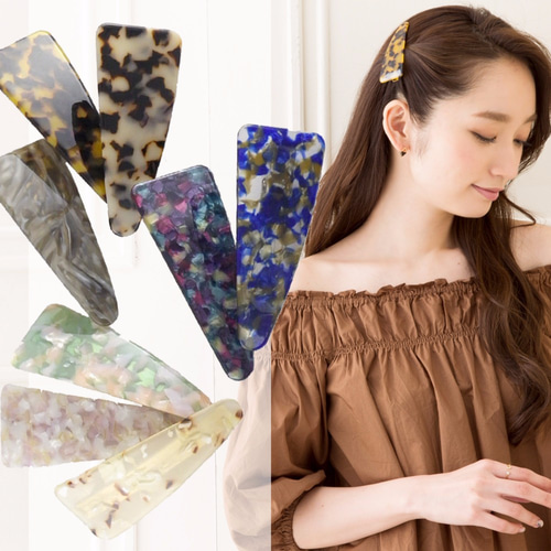 三角 ヘアクリップ ◇ べっ甲風 ミックスカラー 三角クリップ