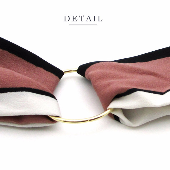 スカーフ柄 ヘアバンド ストライプ 華奢なリングトップが素敵 クラシカル クラシック レトロ H28063001 4枚目の画像