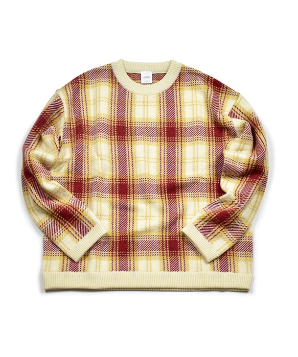 洗えるカシミヤニット“CHECK” (off) size1 3枚目の画像