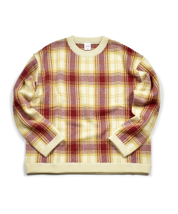 洗えるカシミヤニット“CHECK” (off) size3 3枚目の画像