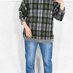 洗えるカシミヤニット“CHECK” (gray) size3 1枚目の画像