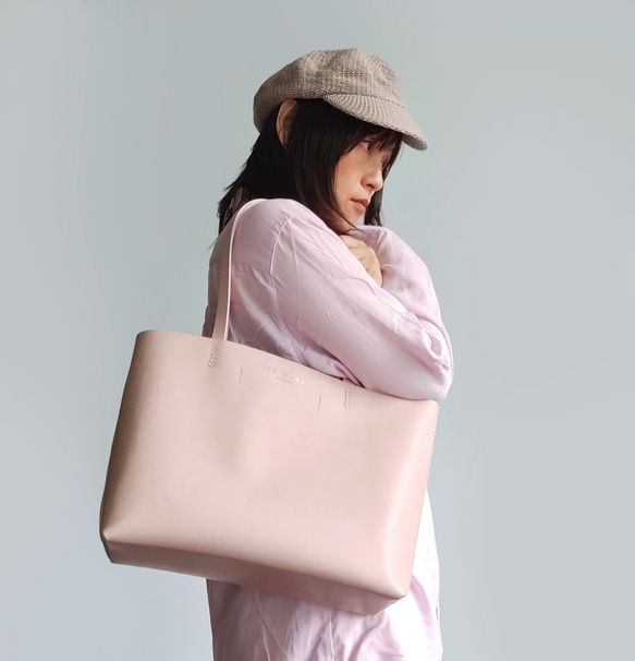300g 超輕設計 裸粉色 托特包 tote bag 第3張的照片