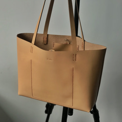 zemoneni 手作 300g 超輕設計 杏色 托特包 tote bag 第3張的照片