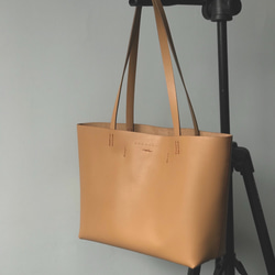 zemoneni 手作 300g 超輕設計 杏色 托特包 tote bag 第4張的照片