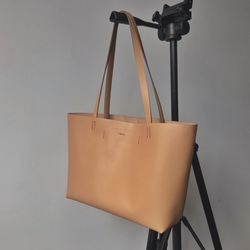 zemoneni 手作 300g 超輕設計 杏色 托特包 tote bag 第9張的照片