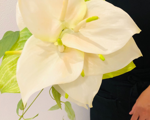 オレンジ系アンスリウム・バラ・デンドロビウムブーケ/ブートニア