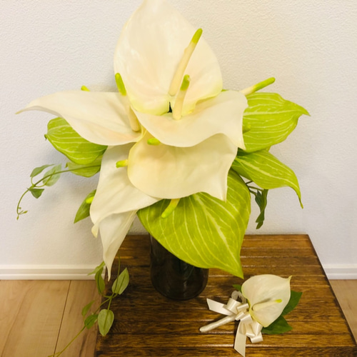 アンスリウムのブーケ&ブートニア ブーケ florist 通販 12483657