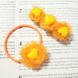 お花のバレッタ♪オレンジ ミラー刺繍のまるまるカラフルバレッタ オレンジ | macree