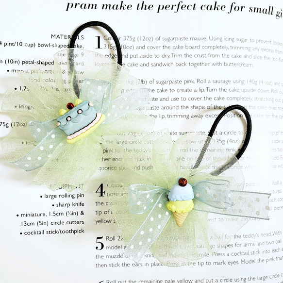 オーガンジーリボンヘアゴム  スイーツ オーガンジーリボン ヘアゴム スイーツ