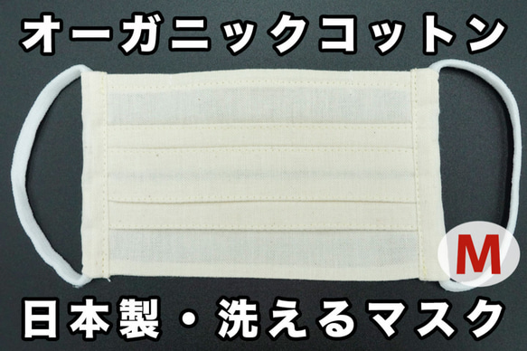 大人用 オーガニックコットンマスク ｜ 日本製・洗える プリーツマスク ｜ きなり ｜ 3ha 7枚目の画像