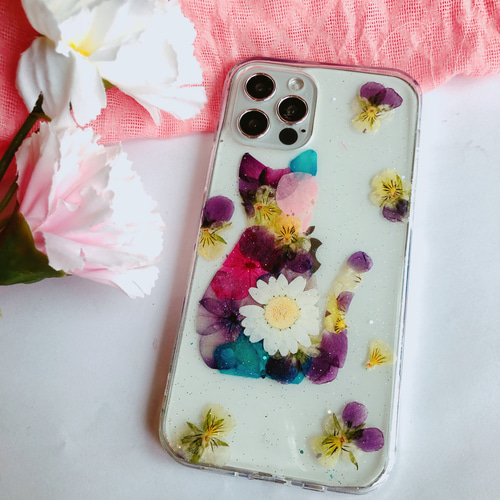 紫陽花、押し花ケース、iPhone SE4 、iPhone 15、Xperia 10 VI