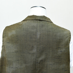 着物リメイク 渋い緑のベスト ジレ レディース フリーサイズ 6枚目の画像