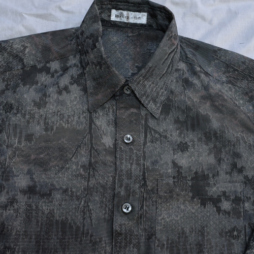 着物リメイク/本場奄美大島紬から 　メンズシャツ　　Mサイズ 着物リメイク/本場奄美大島紬から メンズシャツ Mサイズ tsu-988