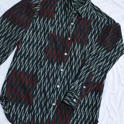 着物リメイク/本場奄美大島紬から 　メンズシャツ　　Mサイズ 着物リメイク/本場奄美大島紬から メンズシャツ Mサイズ 着物リメイク