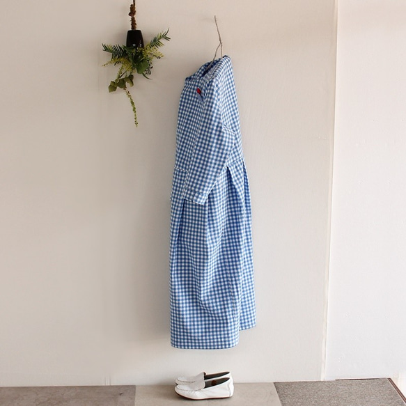 c_o_c_o_r_o　ギンガムチェック/コットン　ウエスト切り替えＡラインワンピース 6枚目の画像