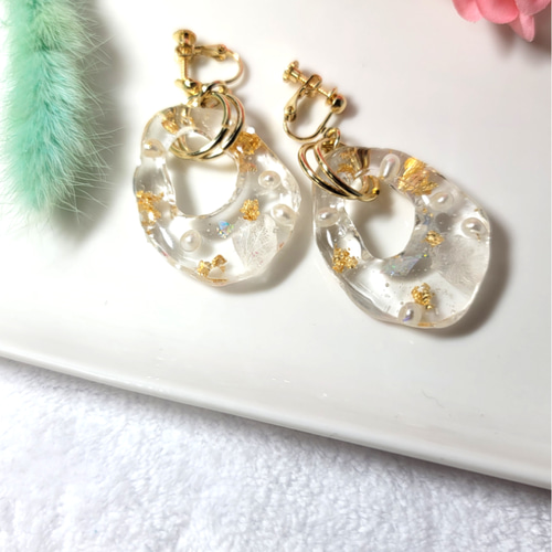 レジンピアス イヤリング クリア イヤリング・ノンホールピアス