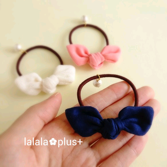 『ribbon&cotton pearl』ヘアゴム 5枚目の画像