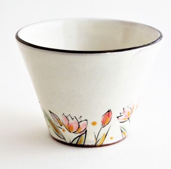 花模様フリーカップ　ぞばちょこ　デザートカップ　スープカップにおすすめ　チューリップ 1枚目の画像