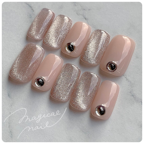 310】オーダー❉ピーチピンク シンプル 普段使い ガラスマグネット