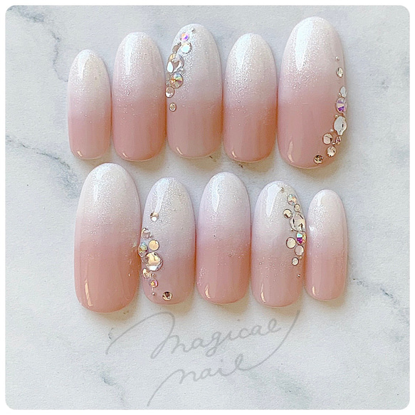 白グラデーション キラキラストーン オーロラ ラメ 結婚式